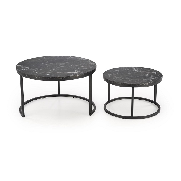 JAVA zestaw 2 ław, czarny marmur / czarny - Halmar