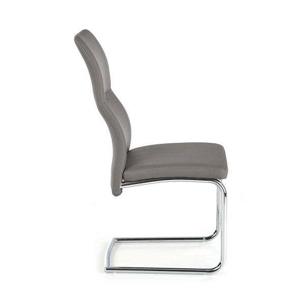 ARCO Krzesło metalowe chromowane / eko skóra kolor popiel - Halmar