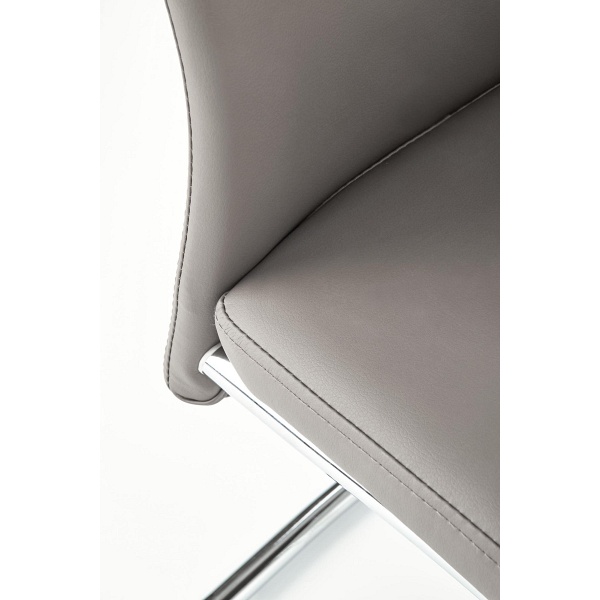 ARCO Krzesło metalowe chromowane / eko skóra kolor popiel - Halmar