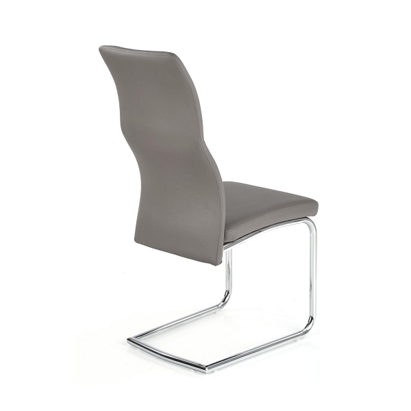 ARCO Krzesło metalowe chromowane / eko skóra kolor popiel - Halmar