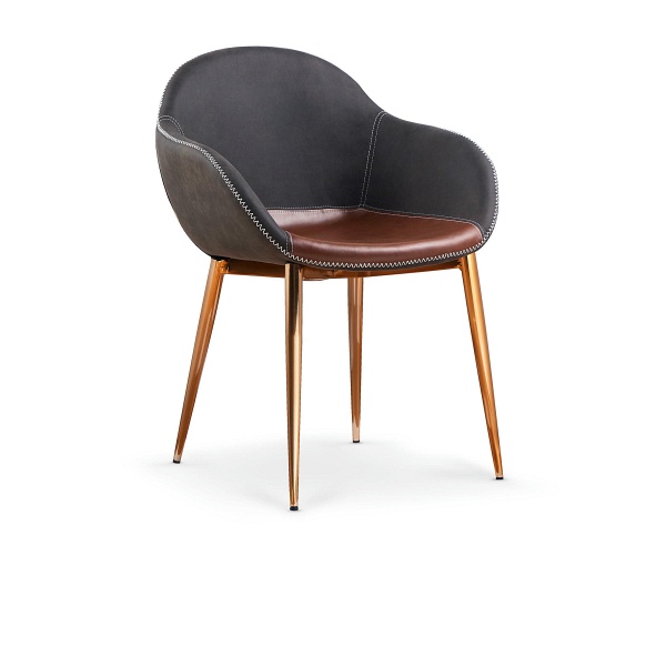 Krzesło K304 ciemny popiel / brązowy / złoty chrom - Halmar