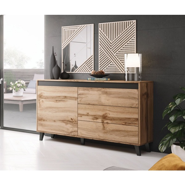Komoda NORD DAB WOTAN/ANTRACYT - Halmar