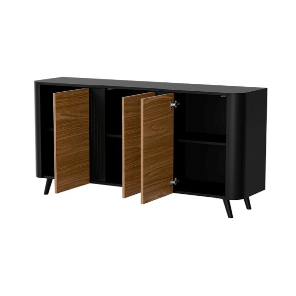 Komoda VOLARE 150 3D czarny mat/ orzech - Halmar