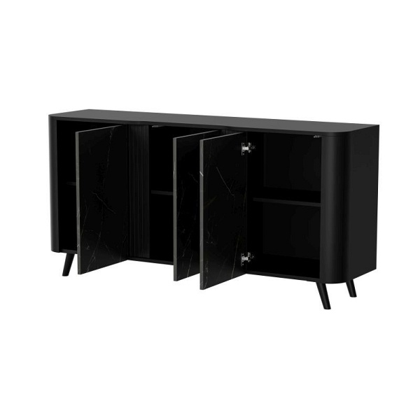 Komoda VOLARE 150 3D czarny mat/ czarny san sebastian - Halmar