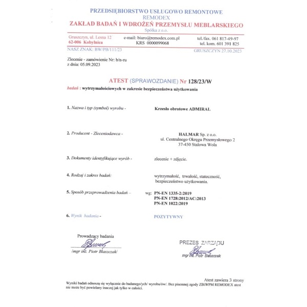 Fotel ADMIRAL gabinetowy popielato / czarny - Halmar