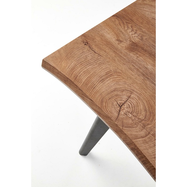 Stół DICKSON rozkładany 120-180/80 cm, blat - naturalny, nogi - czarny - Halmar
