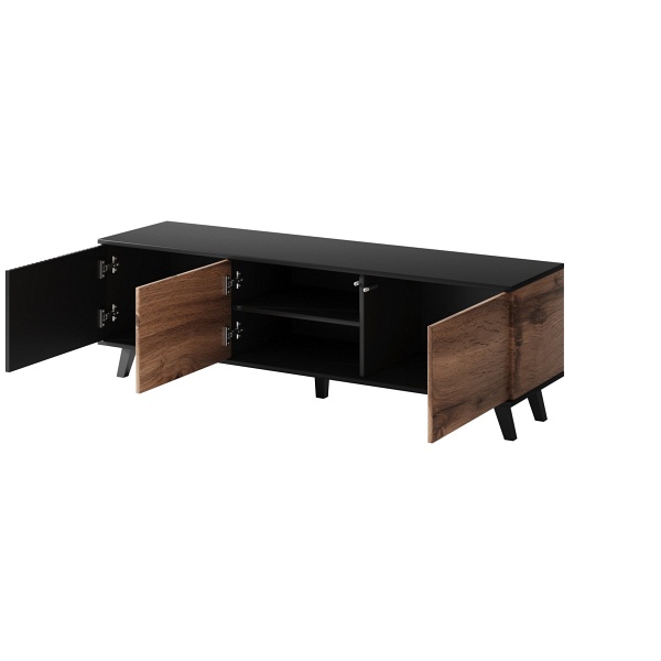 Stolik RANDOM RTV-1 RTV 150 cm dąb wotan/czarny - Halmar