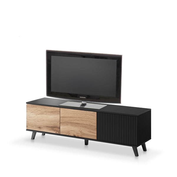 Stolik RANDOM RTV-1 RTV 150 cm dąb wotan/czarny - Halmar