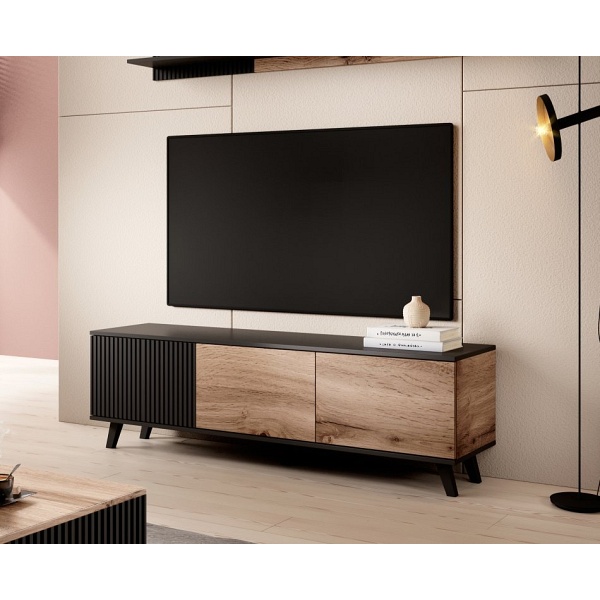 Stolik RANDOM RTV-1 RTV 150 cm dąb wotan/czarny - Halmar