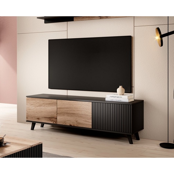 Stolik RANDOM RTV-1 RTV 150 cm dąb wotan/czarny - Halmar