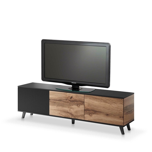 Stolik RANDOM RTV-2 RTV 180 cm dąb wotan/czarny - Halmar