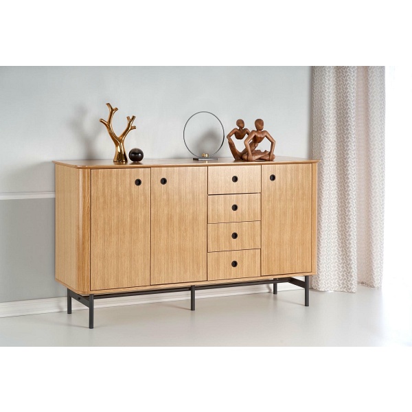 Komoda SMART KM-1 dąb naturalny/czarny - Halmar