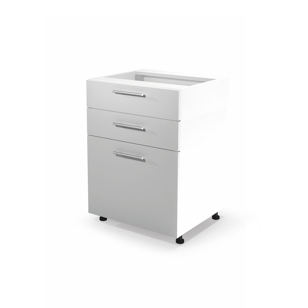 Szafka VENTO D3S-60/82 dolna z szufladami, mechanizm Hettich front: biały - Halmar