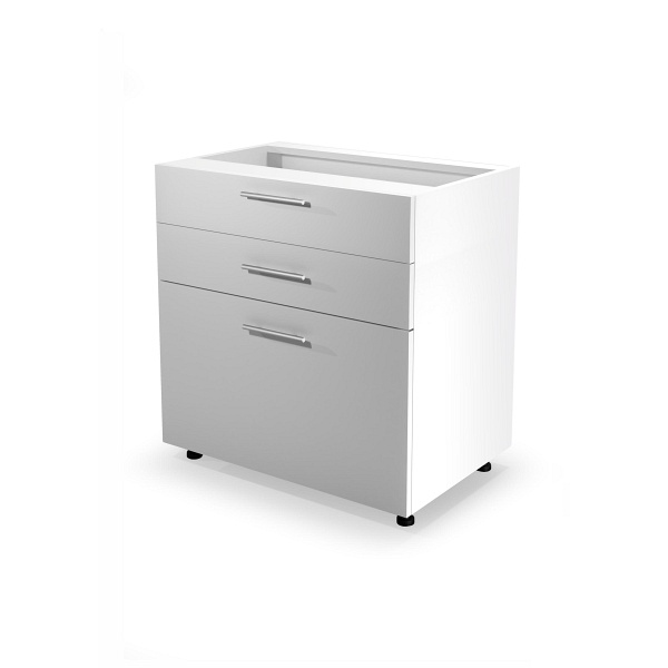 Szafka VENTO D3S-80/82 dolna z szufladami, mechanizm Hettich front: biały - Halmar