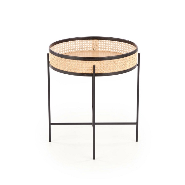 Ława LANIPA czarny / rattan naturalny - Halmar