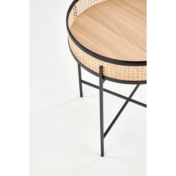 Ława LANIPA czarny / rattan naturalny - Halmar