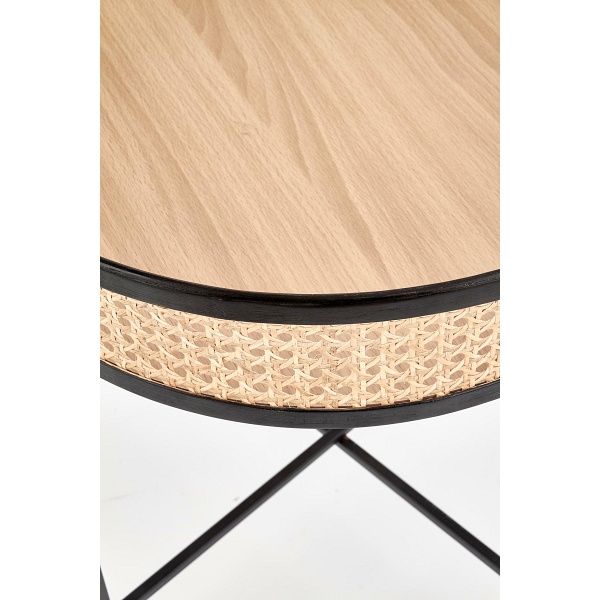 Ława LANIPA czarny / rattan naturalny - Halmar