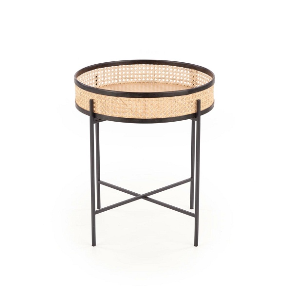 Ława LANIPA czarny / rattan naturalny - Halmar