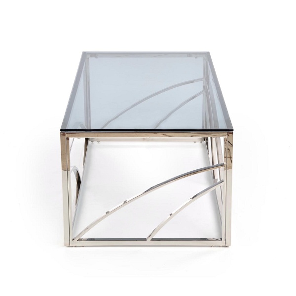 Ława UNIVERSE , stelaż - srebrny, szkło - dymiony - Halmar