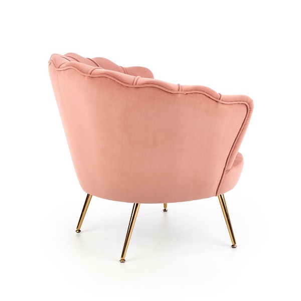 Fotel AMORINITO wypoczynkowy jasny różowy / złoty - Halmar