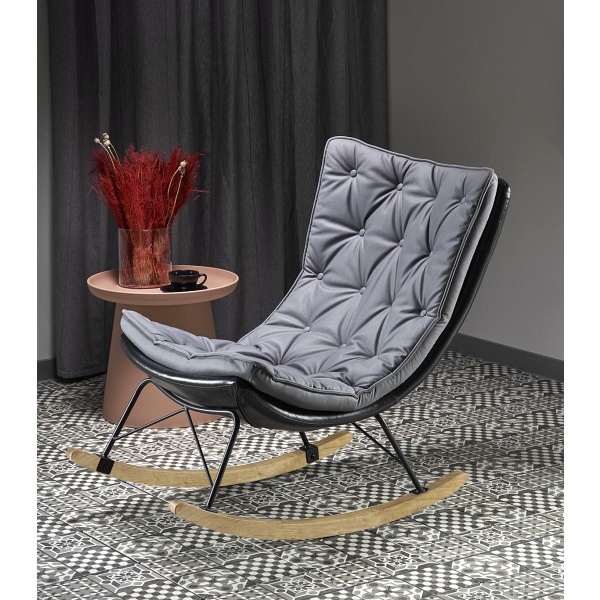 Fotel INDIGO bujany ciemny popiel - czarny - Halmar