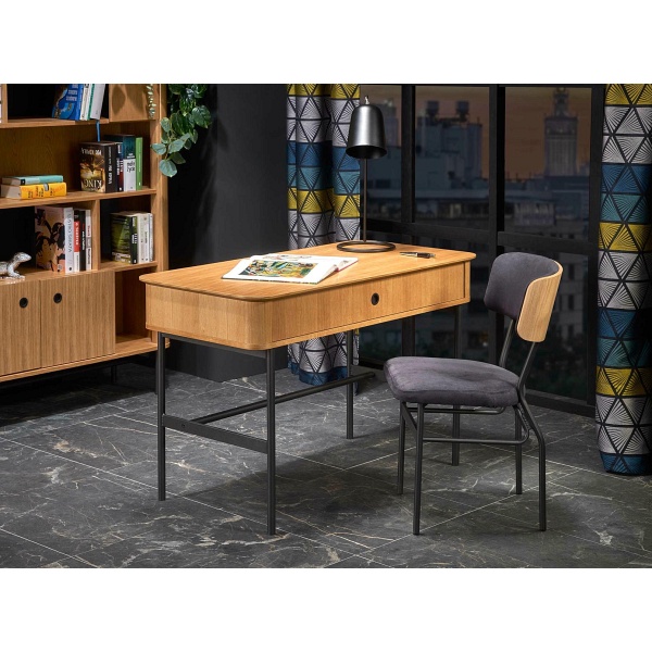 Biurko SMART B-1 dąb naturalny/czarny - Halmar