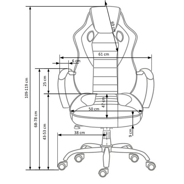 Fotel SCROLL gabinetowy czarny / czerwony / popielaty - Halmar
