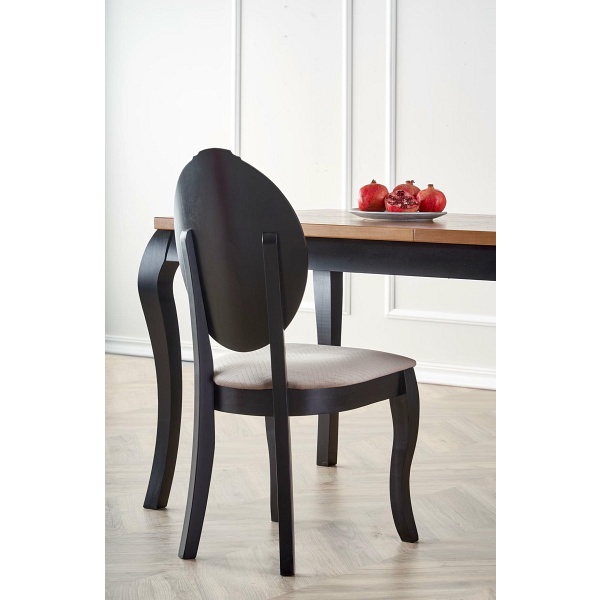 Stół WINDSOR rozkładany 160-240x90x76 cm kolor ciemny dąb/czarny - Halmar