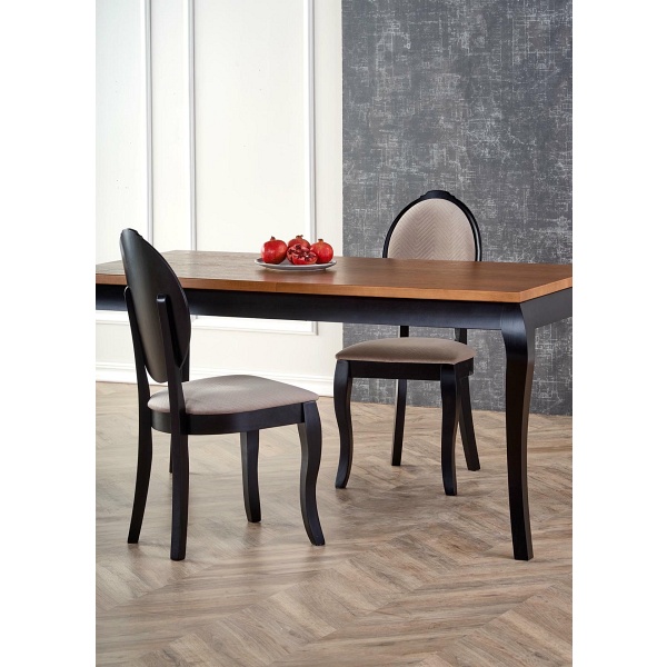 Stół WINDSOR rozkładany 160-240x90x76 cm kolor ciemny dąb/czarny - Halmar