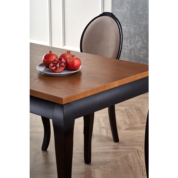 Stół WINDSOR rozkładany 160-240x90x76 cm kolor ciemny dąb/czarny - Halmar