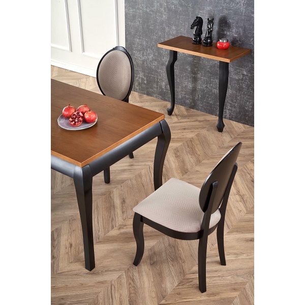 Stół WINDSOR rozkładany 160-240x90x76 cm kolor ciemny dąb/czarny - Halmar