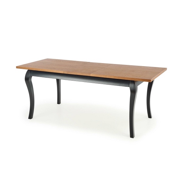 Stół WINDSOR rozkładany 160-240x90x76 cm kolor ciemny dąb/czarny - Halmar