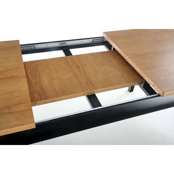 Stół WINDSOR rozkładany 160-240x90x76 cm kolor ciemny dąb/czarny - Halmar