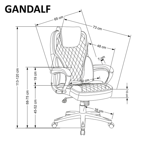 Fotel GANDALF gabinetowy czarny / popielaty - Halmar
