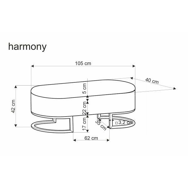 Ławka HARMONY z funkcją pojemnika, czarny / biały / złoty - Halmar