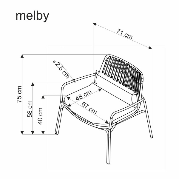 Fotel MELBY wypoczynkowy, stelaż - biały, tapicerka - popielaty - Halmar
