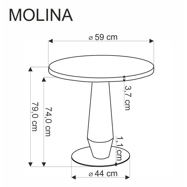 Stół MOLINA okrągły, czarny marmur / czarny / złoty - Halmar