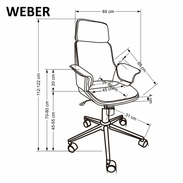 Fotel WEBER gabinetowy orzechowy / czarny - Halmar