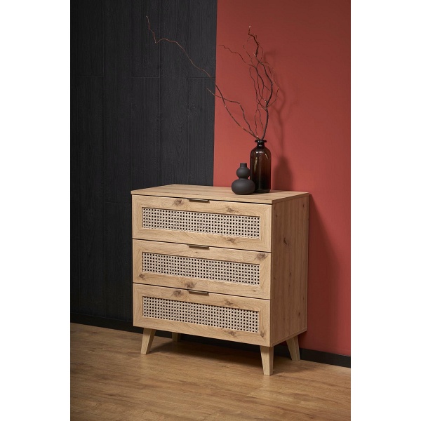Komoda BORNEO KM-2 dąb artisan/czarny - Halmar