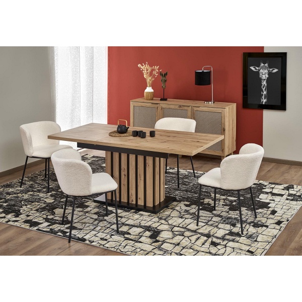 Stół LAMELLO rozkładany 130-180/80 cm dąb artisan/czarny - Halmar