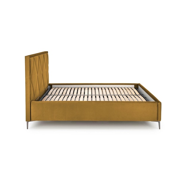 Łóżko MODULO W4 160 - wezgłowie musztardowy tap. Monolith 48 - Halmar