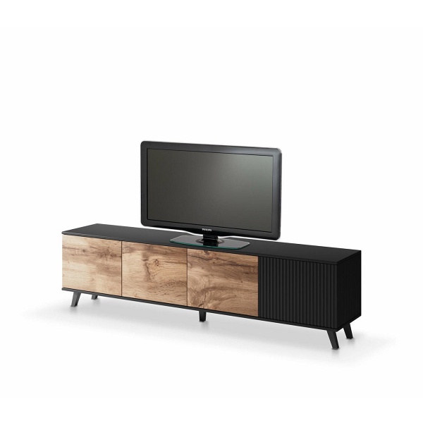 Stolik RANDOM RTV-3 RTV 200 cm dąb wotan/czarny - Halmar
