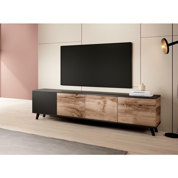 Stolik RANDOM RTV-3 RTV 200 cm dąb wotan/czarny - Halmar