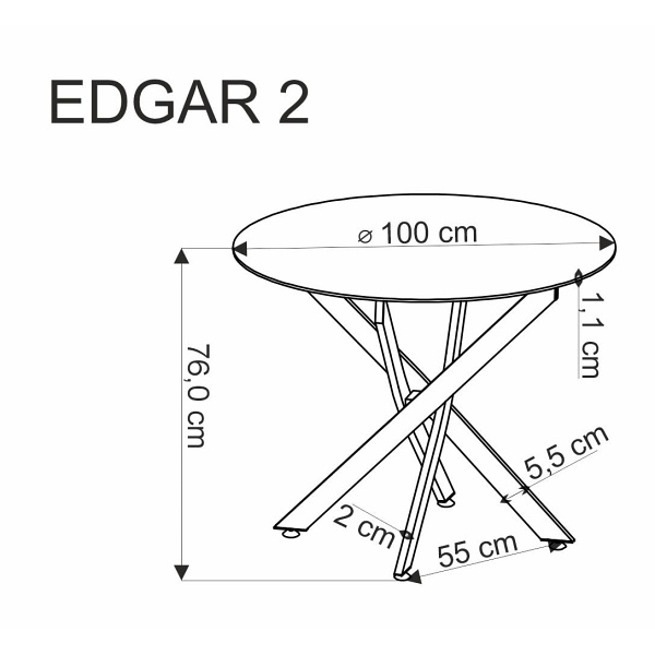 Stół EDGAR 2 okrągły, blat - biały marmur, nogi - czarny - Halmar