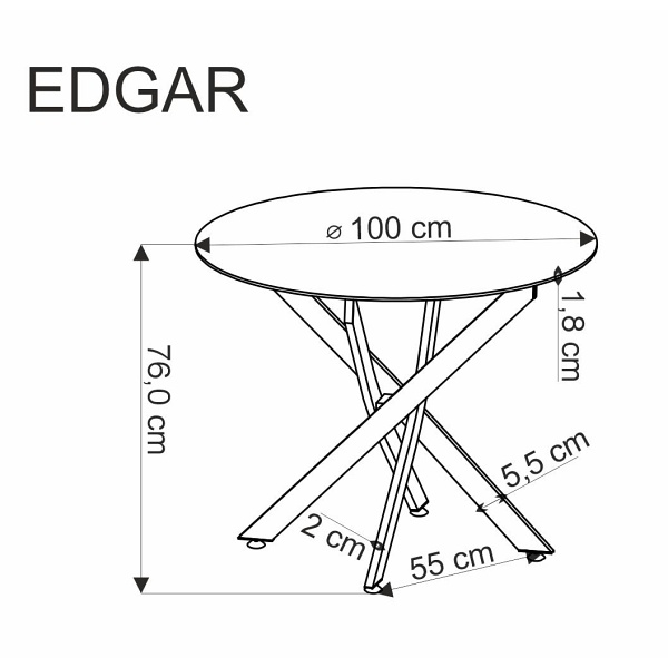 Stół EDGAR , blat - dąb złoty, nogi - czarny - Halmar