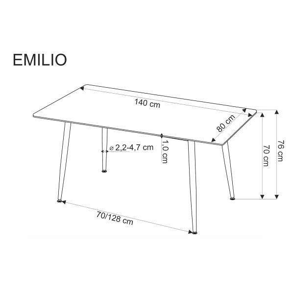 Stół EMILIO 120 blat - biały marmur, nogi - czarny - Halmar