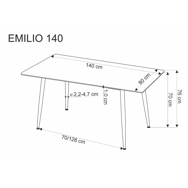 Stół EMILIO 140 blat - biały marmur, nogi - czarny - Halmar