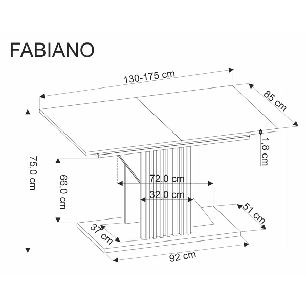 Stół FABIANO rozkładany 130-175/85 cm dąb wotan/czarny - Halmar