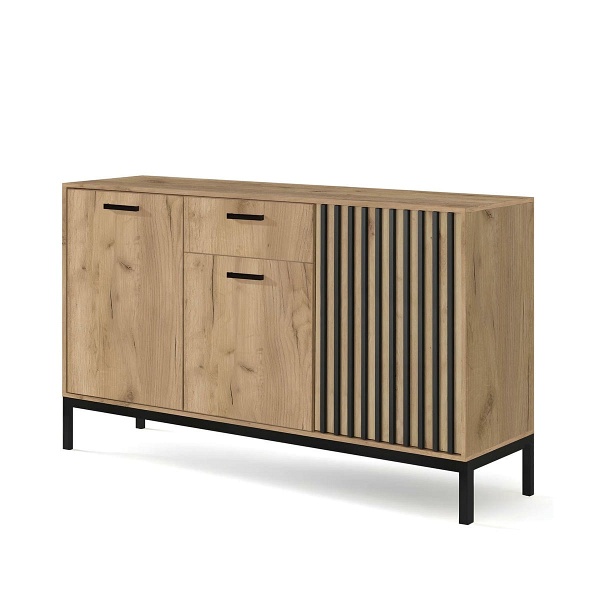 Komoda LAMINO KM-1 dąb craft/czarny, nogi: czarny - Halmar