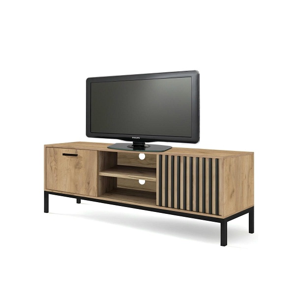 Stolik LAMINO RTV-1 RTV dąb craft/czarny, nogi: czarny - Halmar